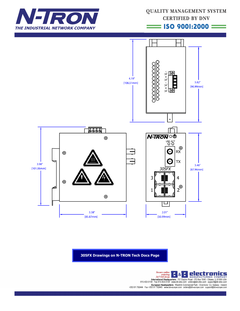 B&B Electronics 305FX-ST - Datasheet User Manual | Page 3 / 3