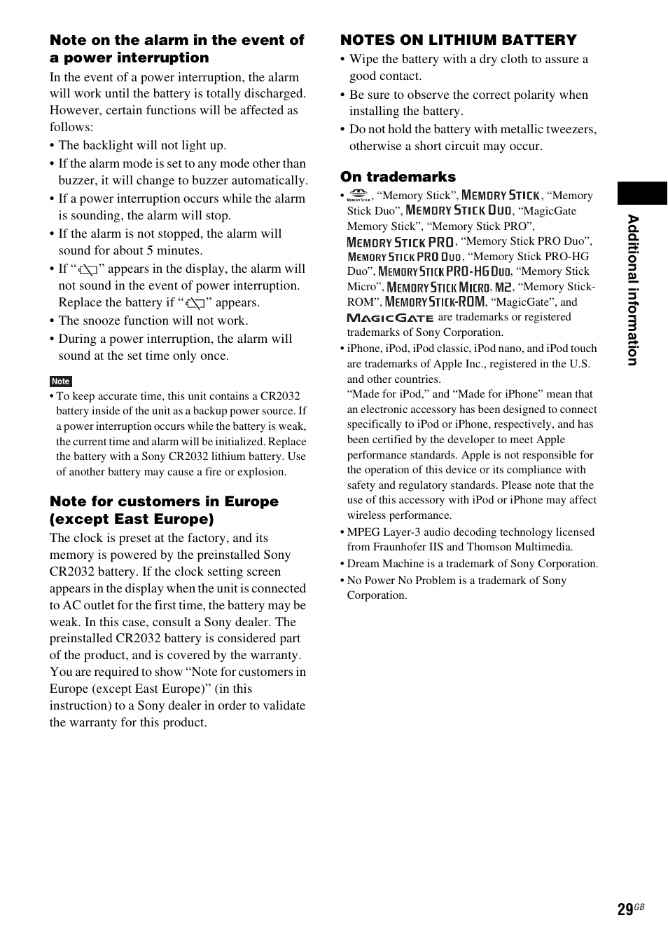 Sony ICF-CL75IP User Manual | Page 29 / 32