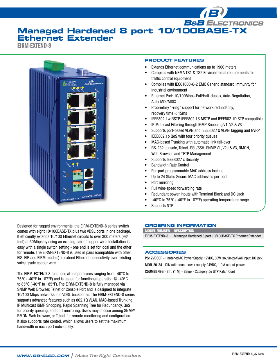 B&B Electronics EIRM-EXTEND-8 - Datasheet User Manual | 2 pages