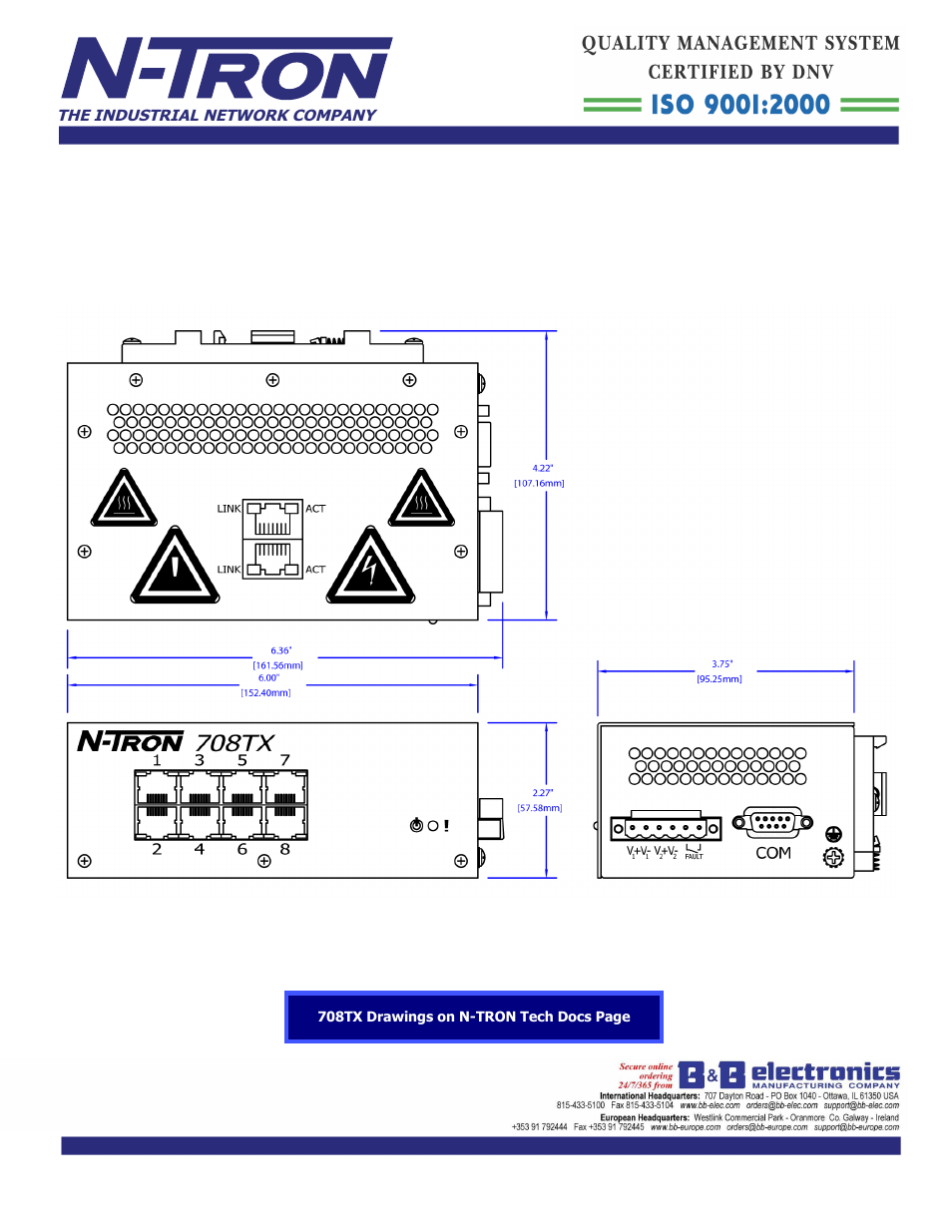 B&B Electronics 708TX - Datasheet User Manual | Page 3 / 3