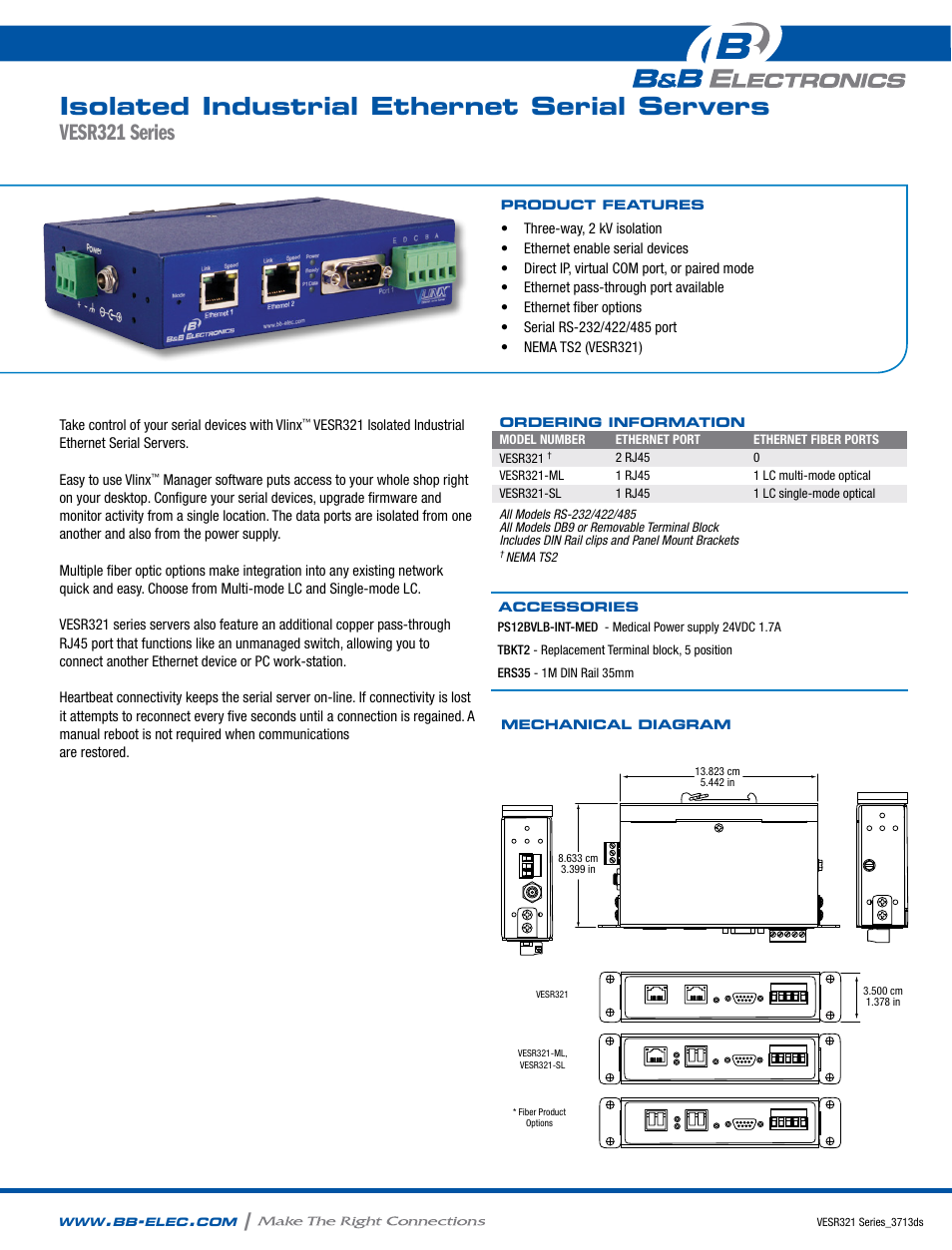 B&B Electronics VESR321_ML_SL - Datasheet User Manual | 2 pages