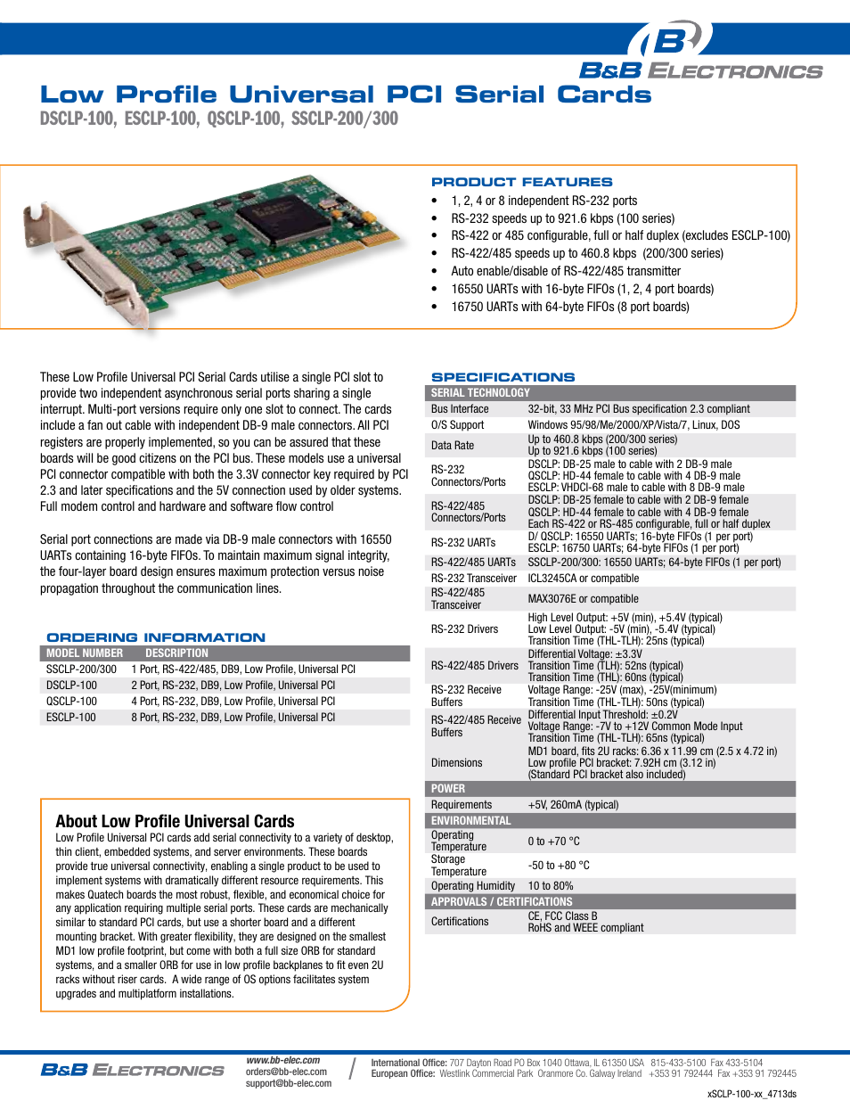 B&B Electronics ESCLP-100 - Datasheet User Manual | 1 page