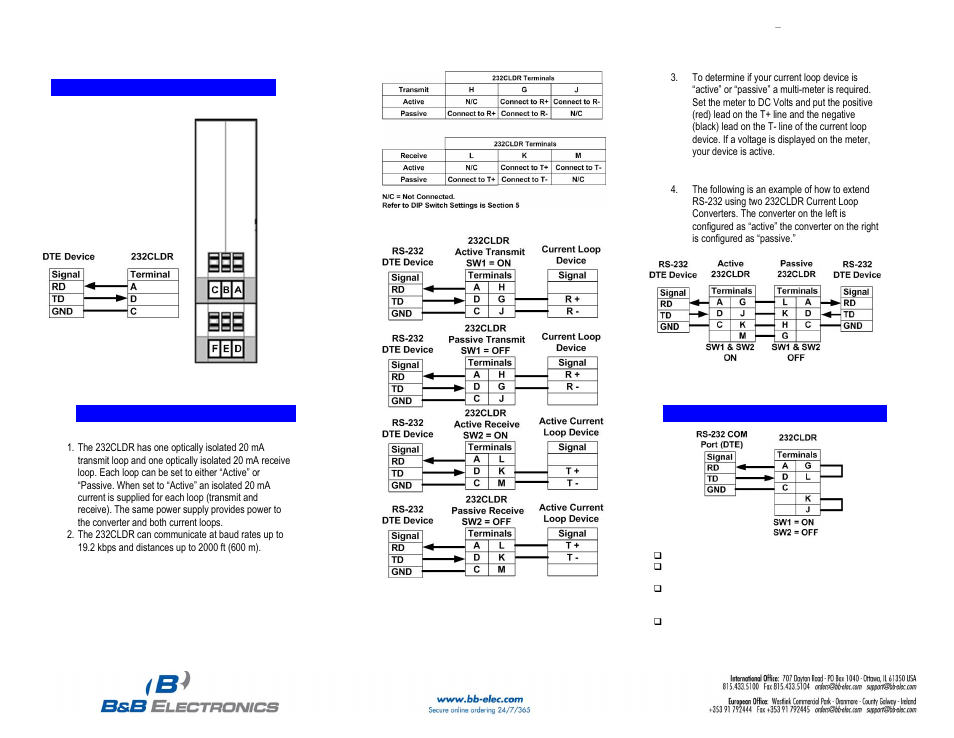 B&B Electronics 232CLDR - Quick Start Guide User Manual | Page 2 / 2