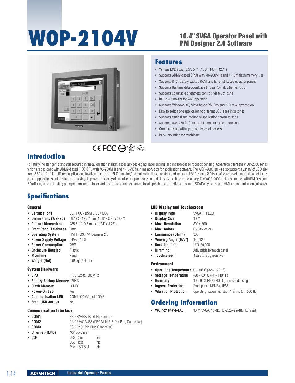 B&B Electronics WOP-2104V-N4AE - Datasheet User Manual | 2 pages