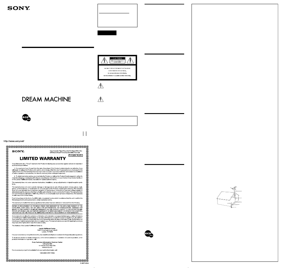 Sony ICF-C275RC User Manual | 2 pages