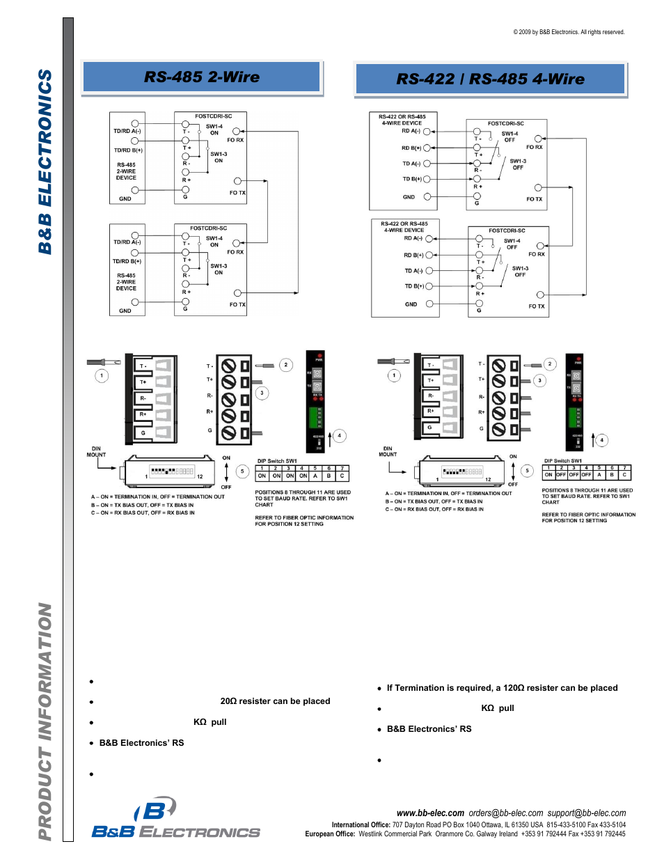 Rs-485 2-wire | B&B Electronics FOSTCDRI-ST - Quick Start Guide User Manual | Page 2 / 4