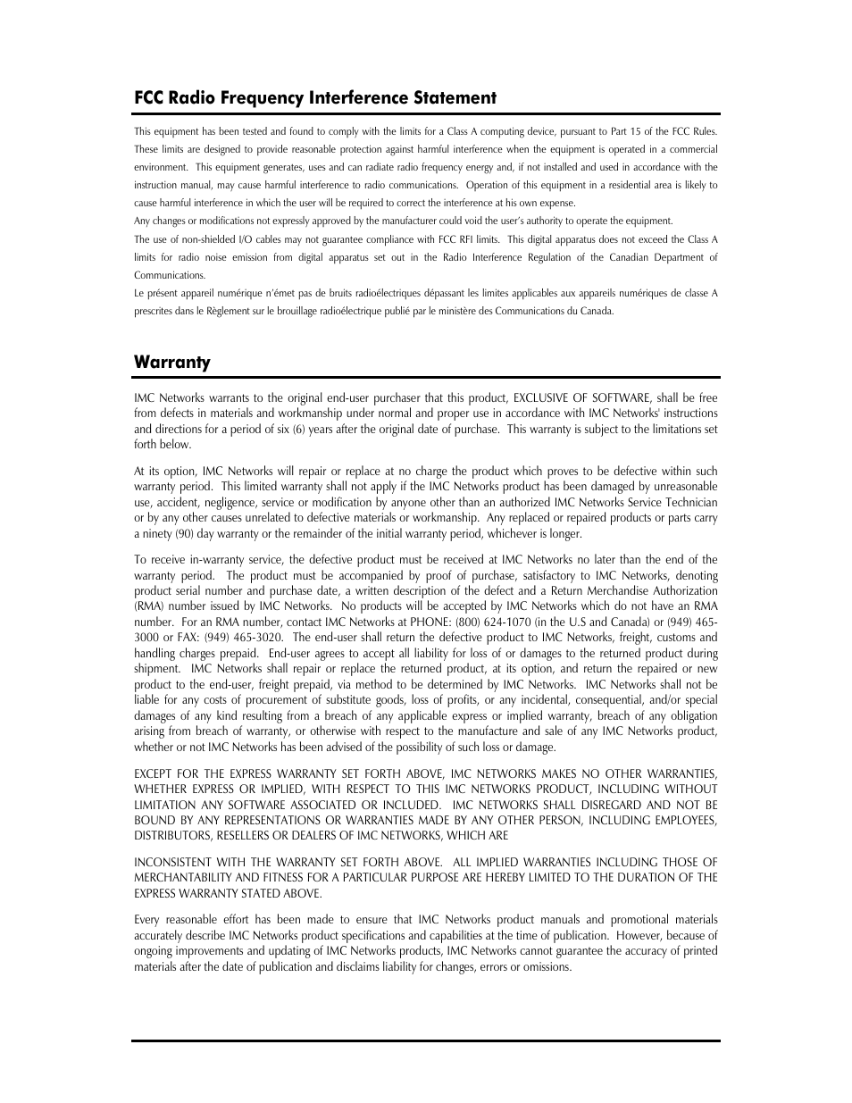 Fcc radio frequency interference statement, Warranty | B&B Electronics 850-13086 - Manual User Manual | Page 2 / 8