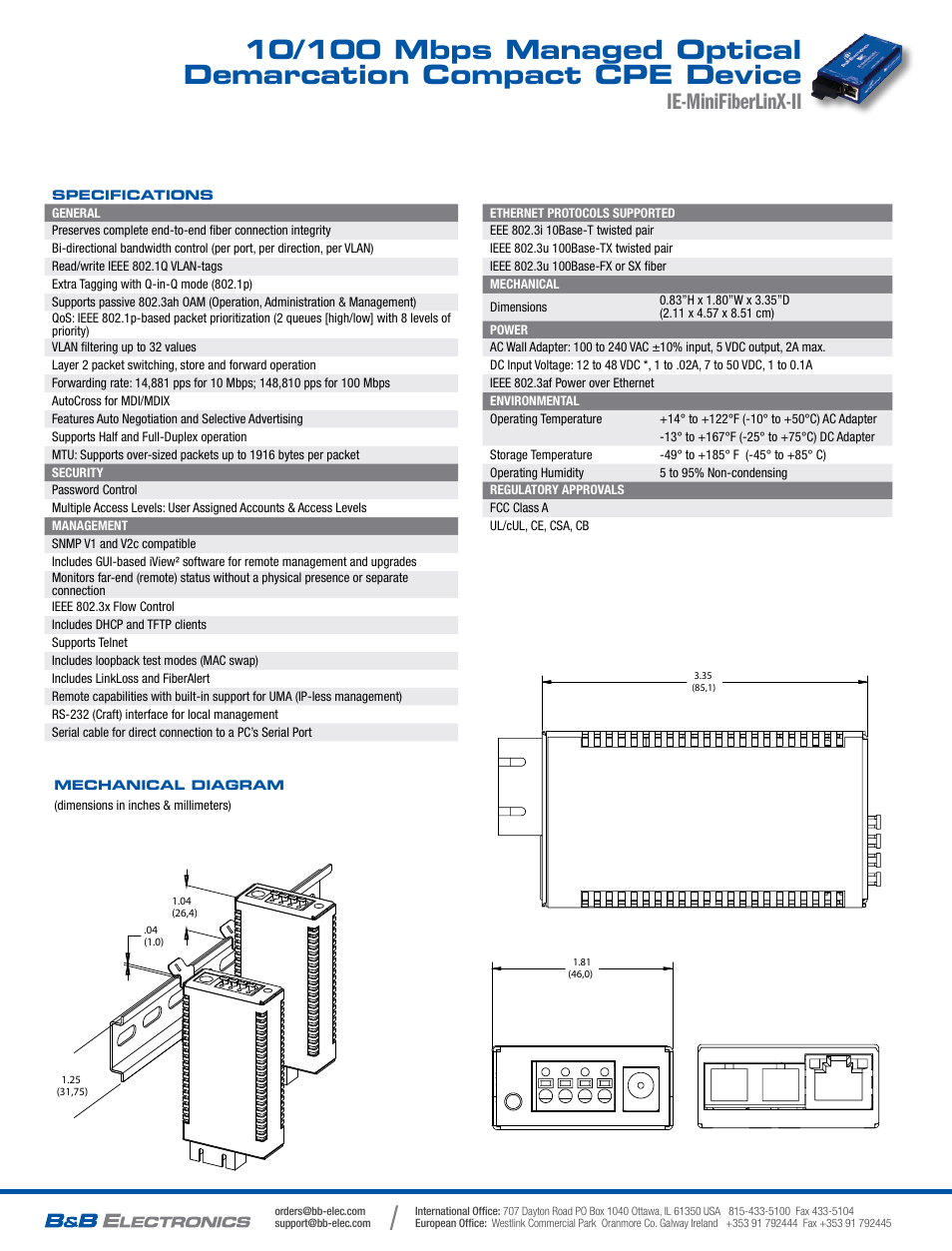 Ie-minifiberlinx-ii | B&B Electronics 856-19717--57 - Datasheet User Manual | Page 2 / 2