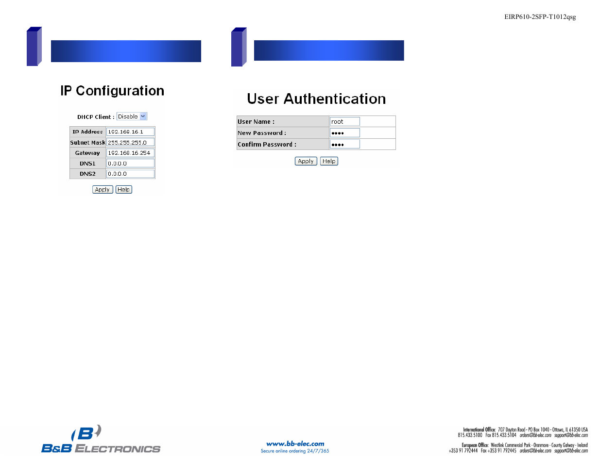 B&B Electronics EIRP610-2SFP-T - Quick Start Guide User Manual | Page 2 / 2