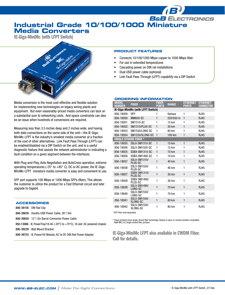 B&B Electronics 856-18929--42 - Datasheet User Manual | 2 pages