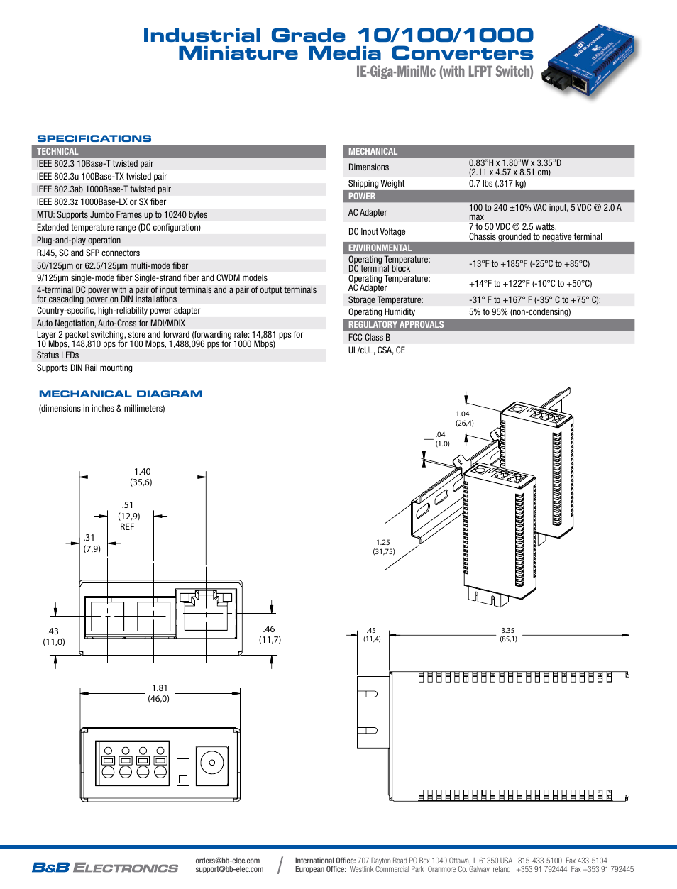 Ie-giga-minimc (with lfpt switch) | B&B Electronics 856-18929--42 - Datasheet User Manual | Page 2 / 2