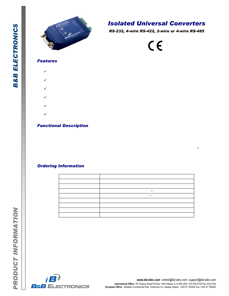 B&B Electronics 4WSD25OTB - Datasheet User Manual | 4 pages