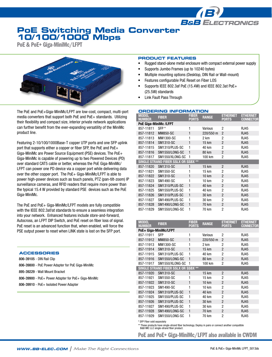 B&B Electronics 857-11911--29 - Datasheet User Manual | 2 pages