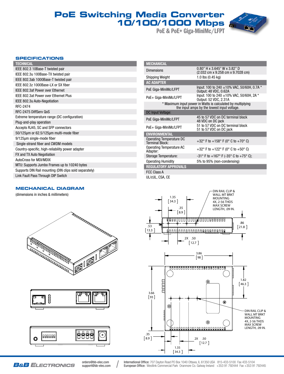Poe & poe+ giga-minimc/lfpt | B&B Electronics 857-11911--29 - Datasheet User Manual | Page 2 / 2