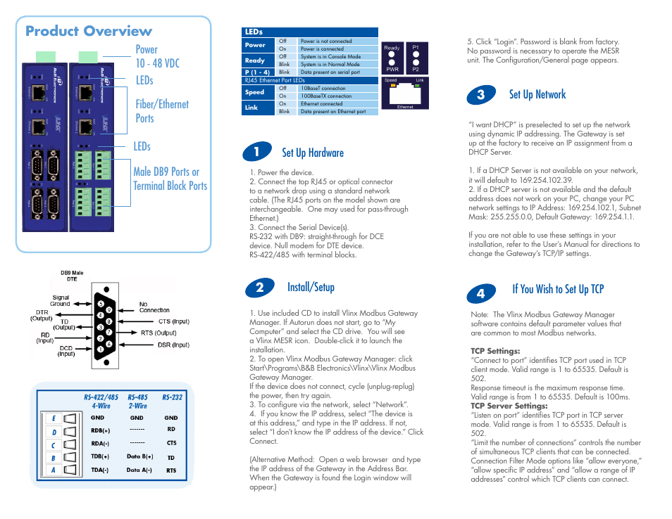 B&B Electronics MESR424T_D-MT_D-SC - Quick Start Guide User Manual | 3 pages