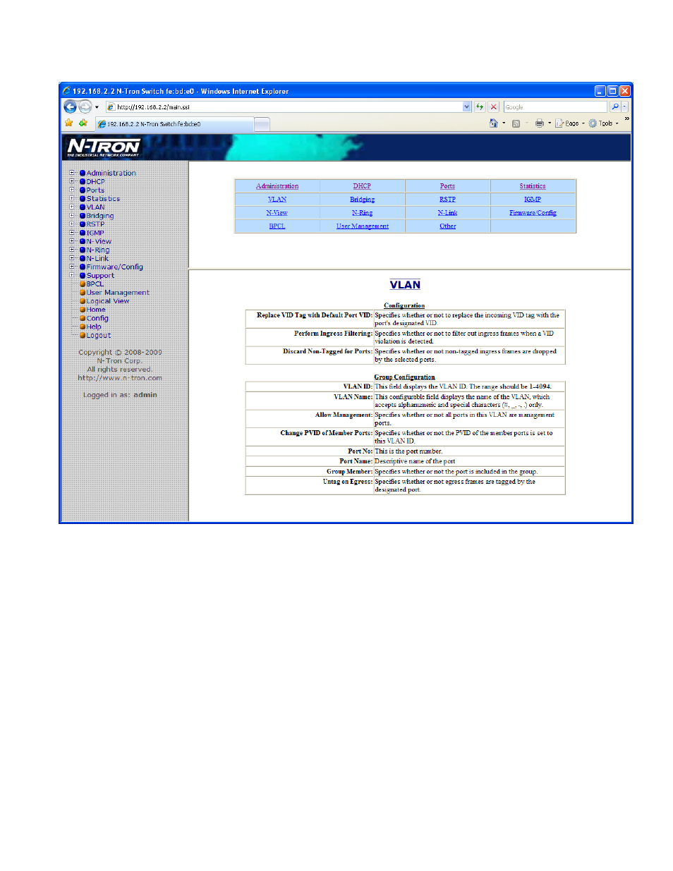 Help – vlan | B&B Electronics 7018TX - Manual User Manual | Page 102 / 138