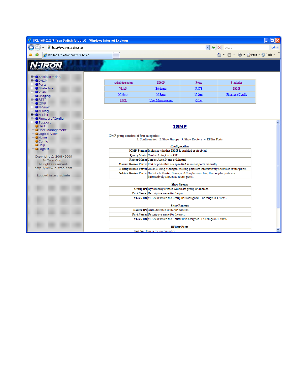 Help – igmp | B&B Electronics 7018TX - Manual User Manual | Page 104 / 138
