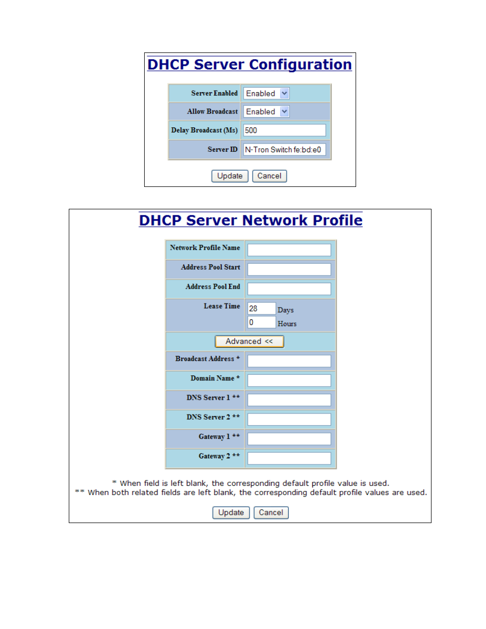 Dhcp – server – setup profiles, continued | B&B Electronics 7018TX - Manual User Manual | Page 30 / 138