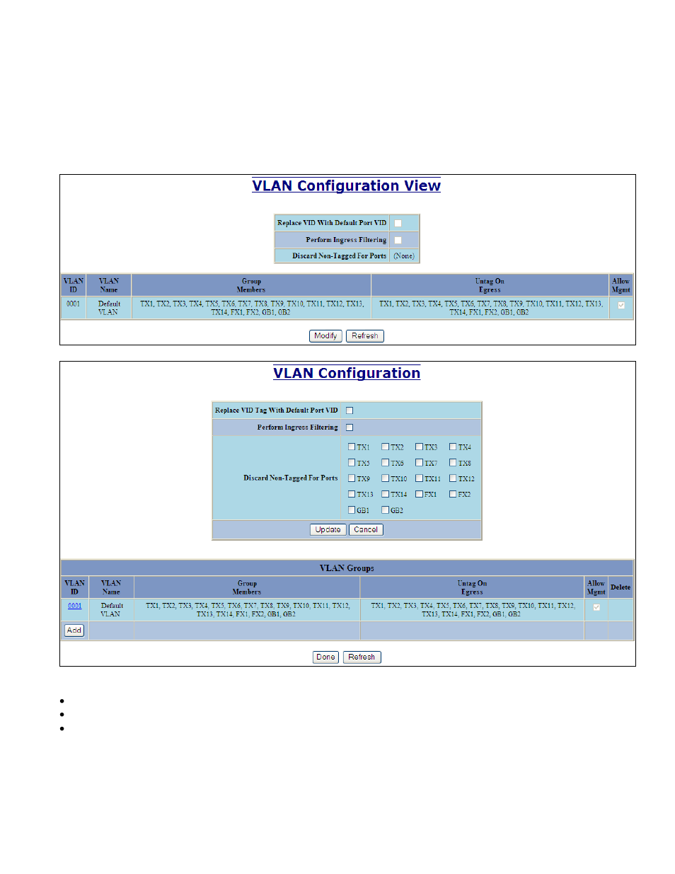 Vlan – configuration | B&B Electronics 7018TX - Manual User Manual | Page 48 / 138