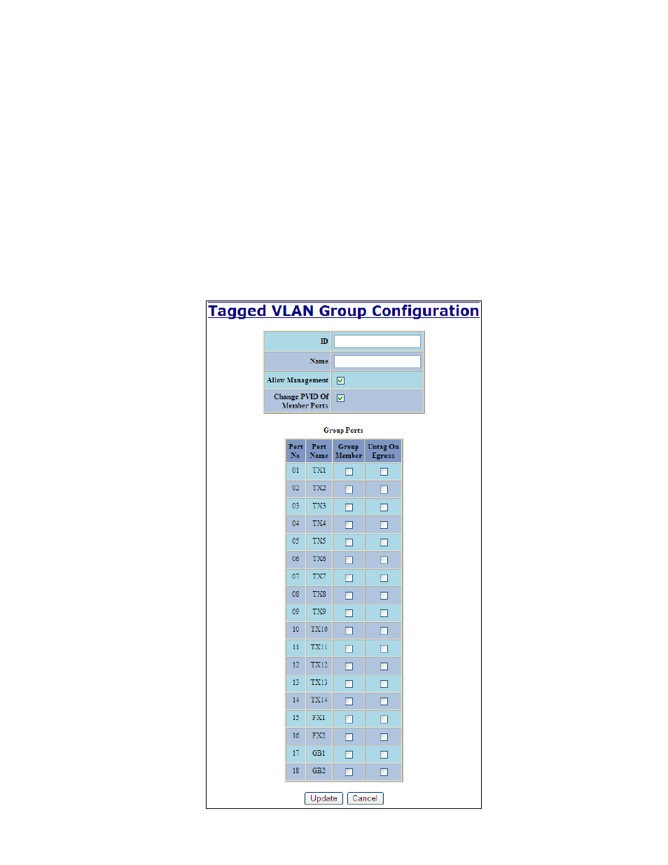 Vlan – group configuration | B&B Electronics 7018TX - Manual User Manual | Page 49 / 138