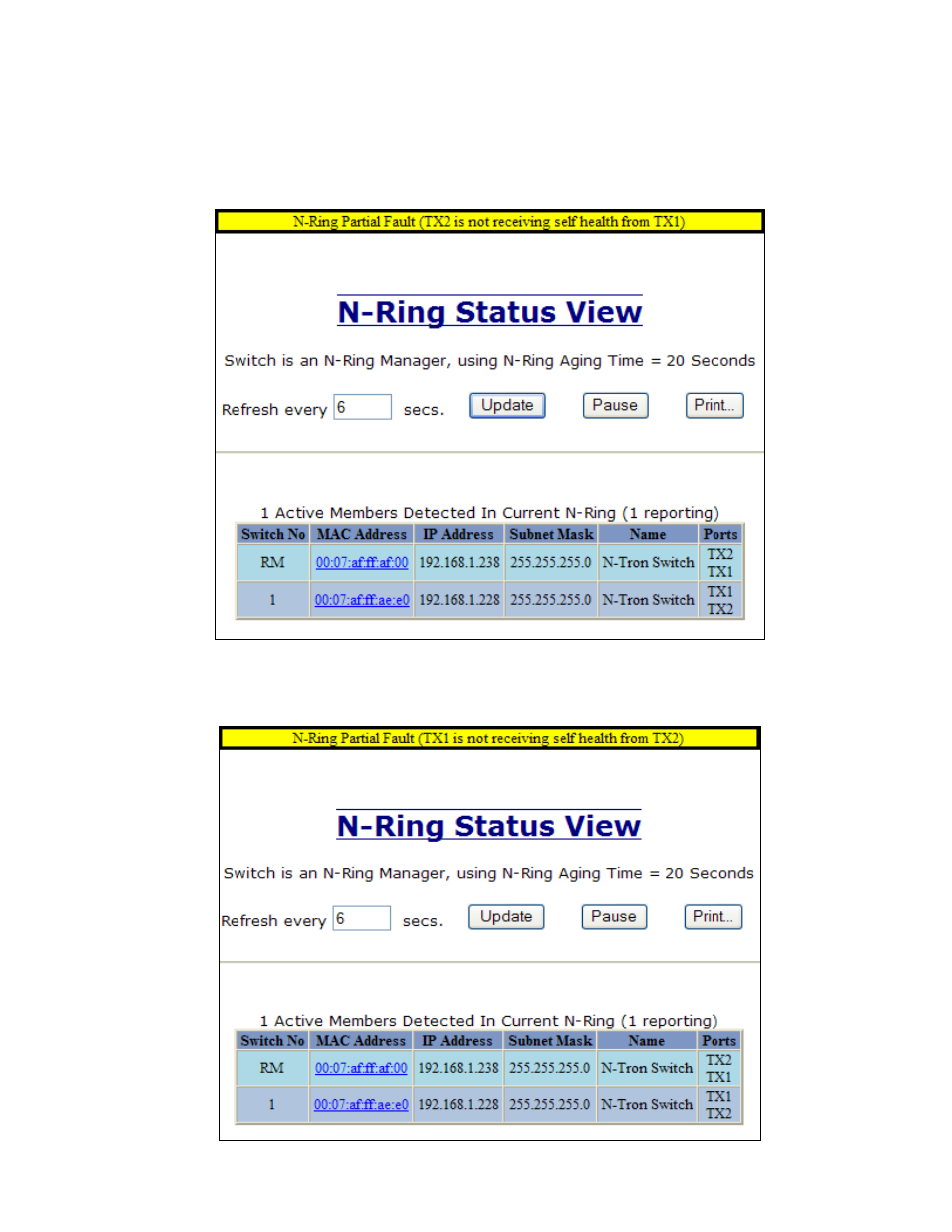 N-ring – status, continued | B&B Electronics 7018TX - Manual User Manual | Page 78 / 138