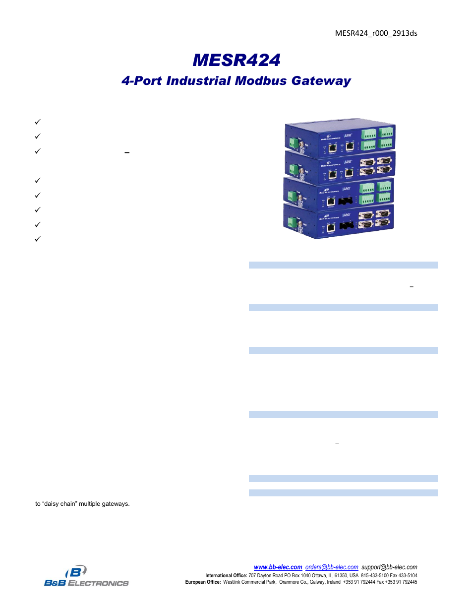 B&B Electronics MESR424T_D-MT_D-SC - Datasheet User Manual | 7 pages