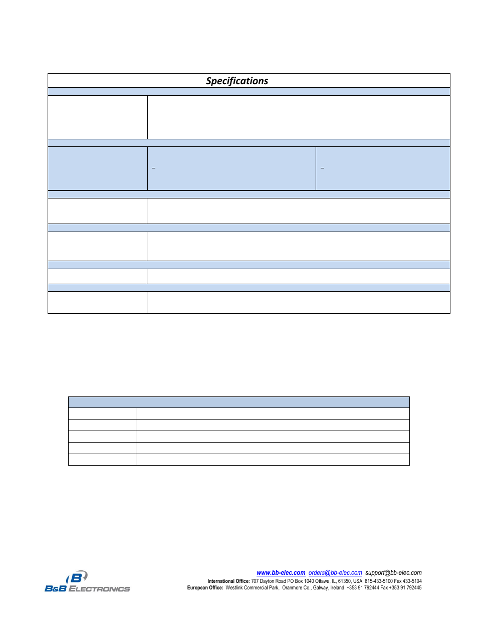 Specifications | B&B Electronics MESR424T_D-MT_D-SC - Datasheet User Manual | Page 2 / 7