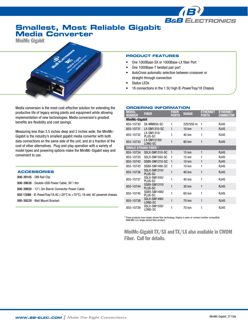 B&B Electronics 855-10730--45 - Datasheet User Manual | 2 pages