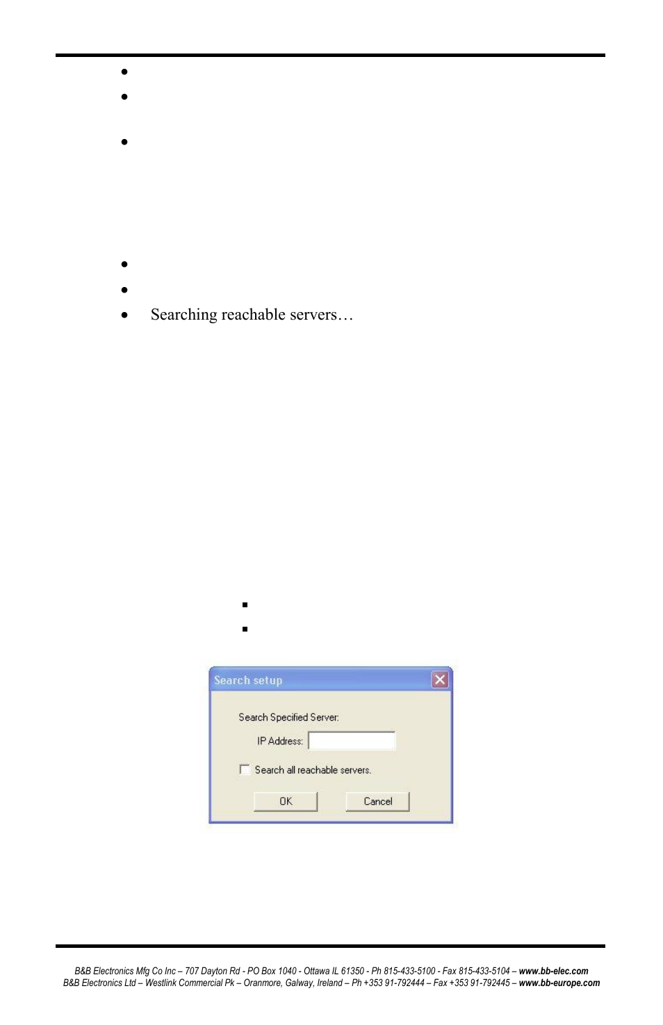 Status bar, Earch for, Ervers | Search for servers | B&B Electronics ESP902 - Manual User Manual | Page 34 / 91