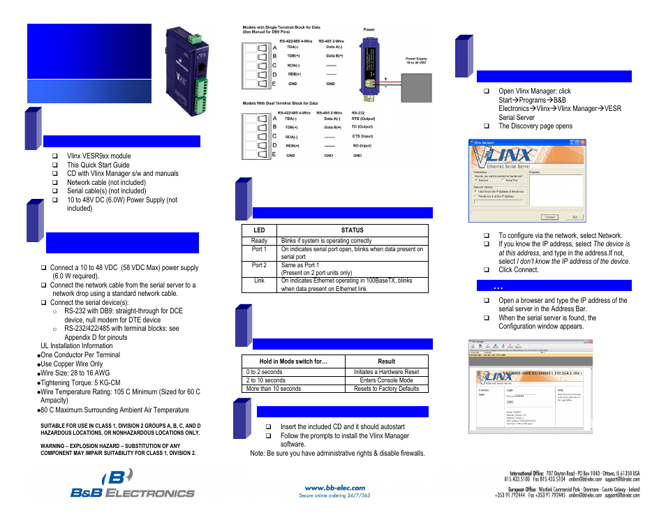 B&B Electronics TB5P508SR-2PK - Quick Start Guide User Manual | 2 pages