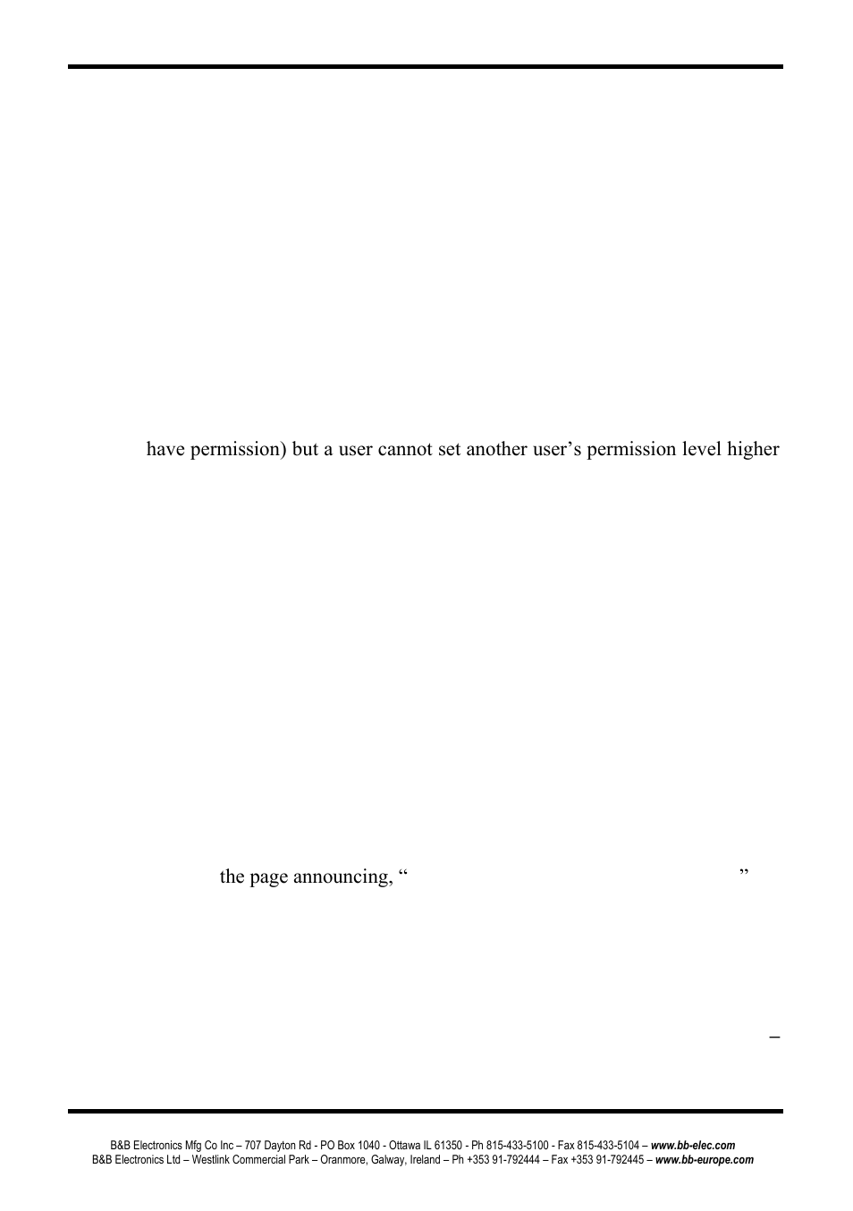 Changing the root username and password, Adding new users, Configuring user access and permissions | B&B Electronics PESV1A - Manual User Manual | Page 38 / 60