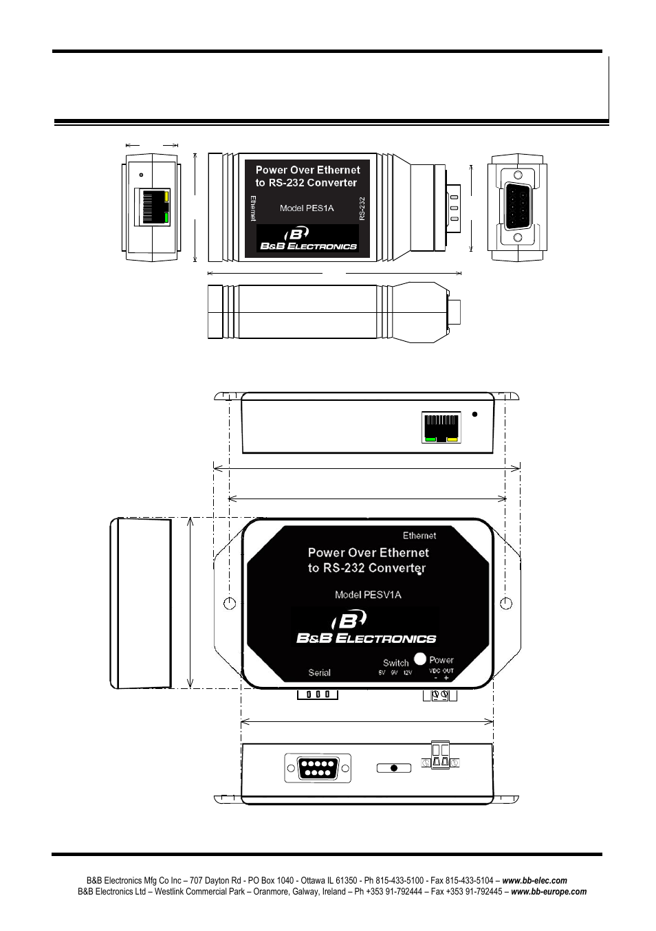 Appendix c: dimensional diagrams | B&B Electronics PESV1A - Manual User Manual | Page 53 / 60