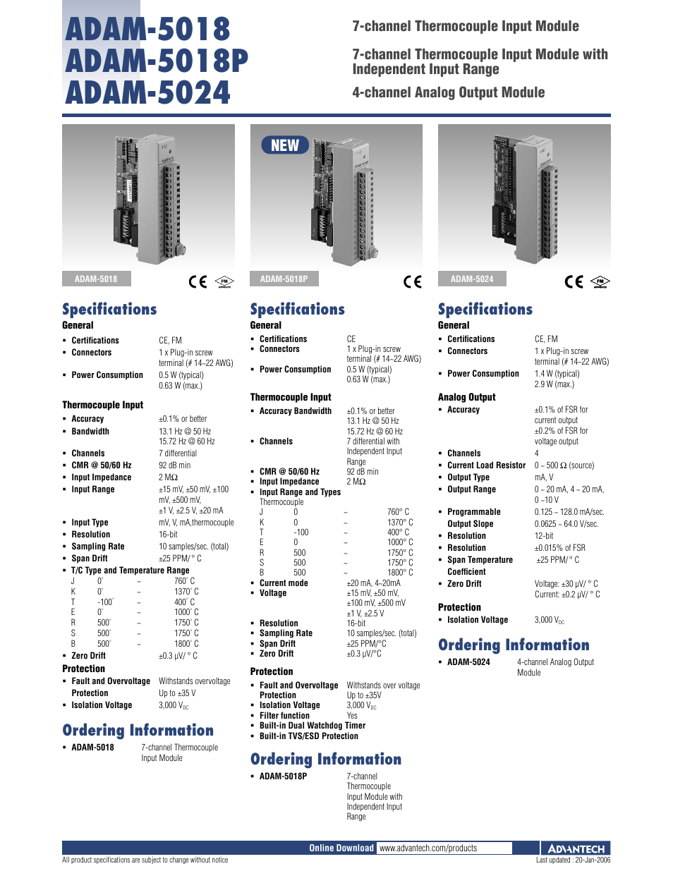 B&B Electronics ADAM-5018 - Datasheet User Manual | 1 page