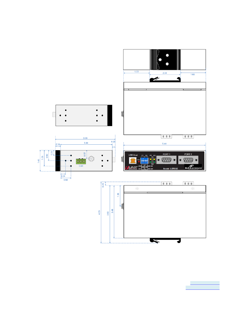 Usr602 dimensions | B&B Electronics USR604 - Manual User Manual | Page 35 / 45