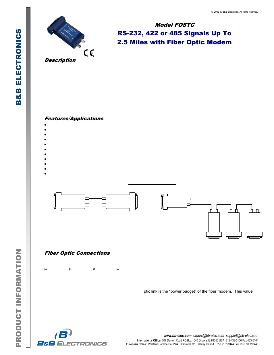 B&B Electronics FOSTC - Datasheet User Manual | 6 pages