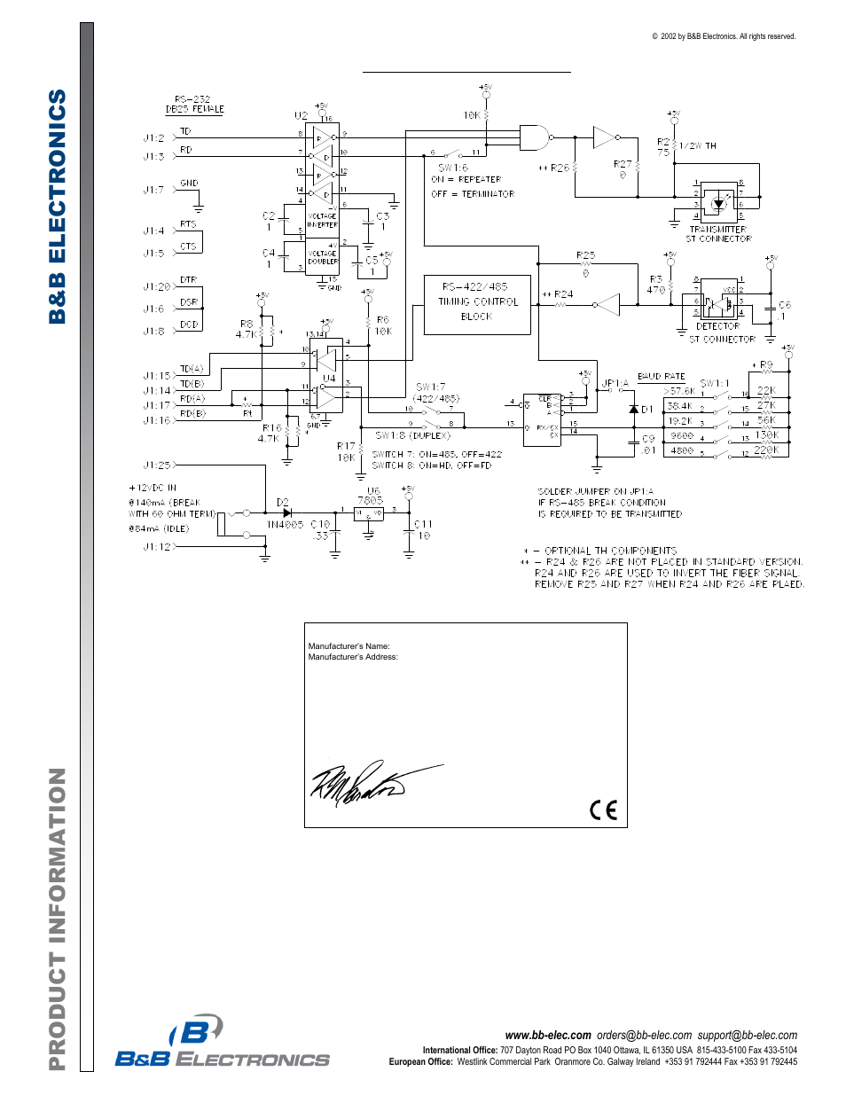 Produ ct i nfo rmati o n b&b e lectr on ics | B&B Electronics FOSTC - Datasheet User Manual | Page 6 / 6