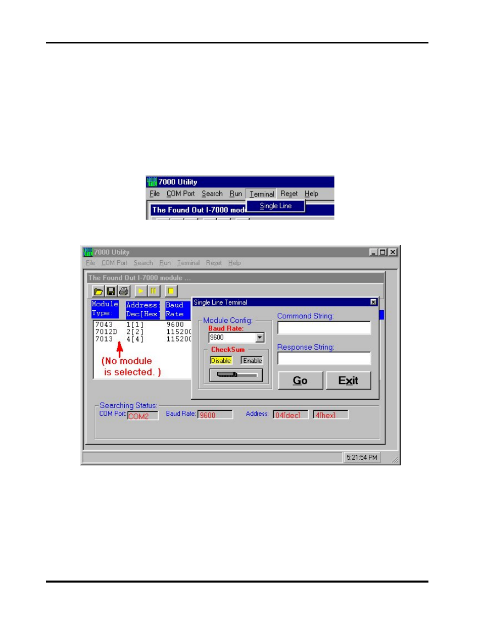 Command testing for a module | B&B Electronics I-7060 - Quick Start Guide User Manual | Page 21 / 56