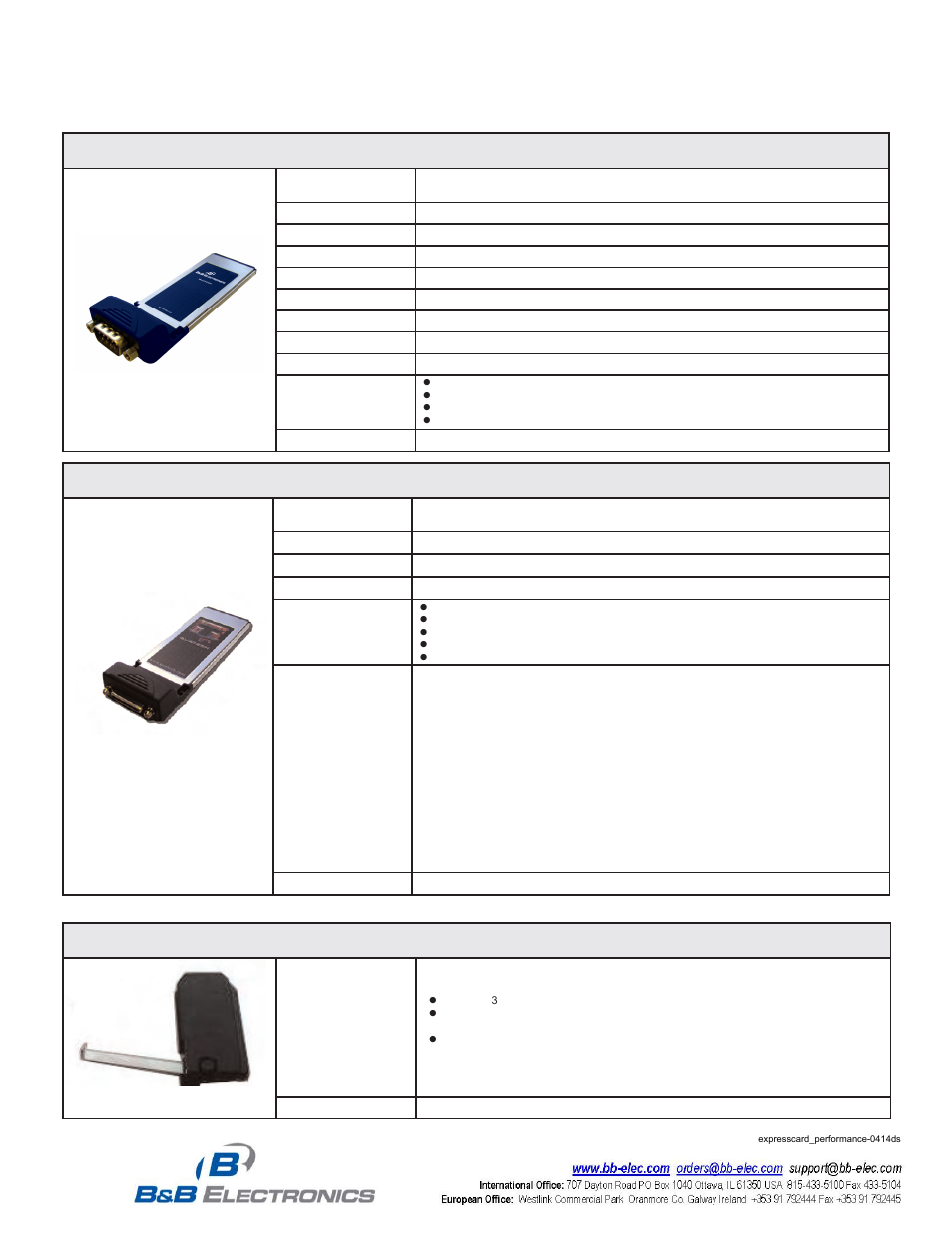 Pcie-based parallel expresscards (sppxp) | B&B Electronics SPPXP-100 - Datasheet User Manual | Page 2 / 2