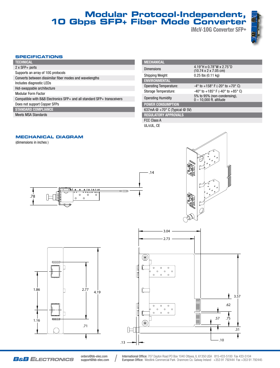 Imcv-10g converter sfp | B&B Electronics 808-38601 - Datasheet User Manual | Page 2 / 2
