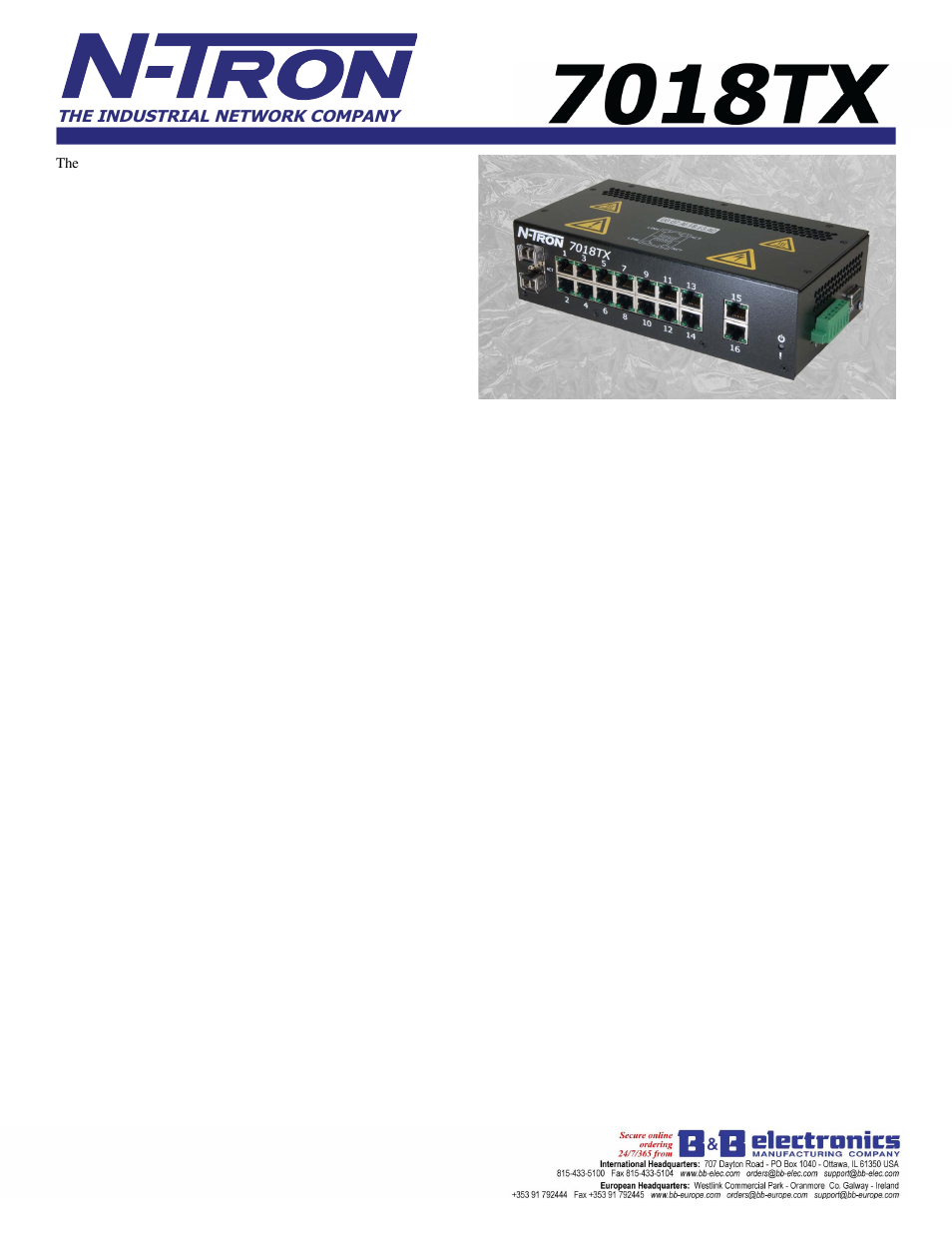 B&B Electronics 7018TX - Datasheet User Manual | 3 pages