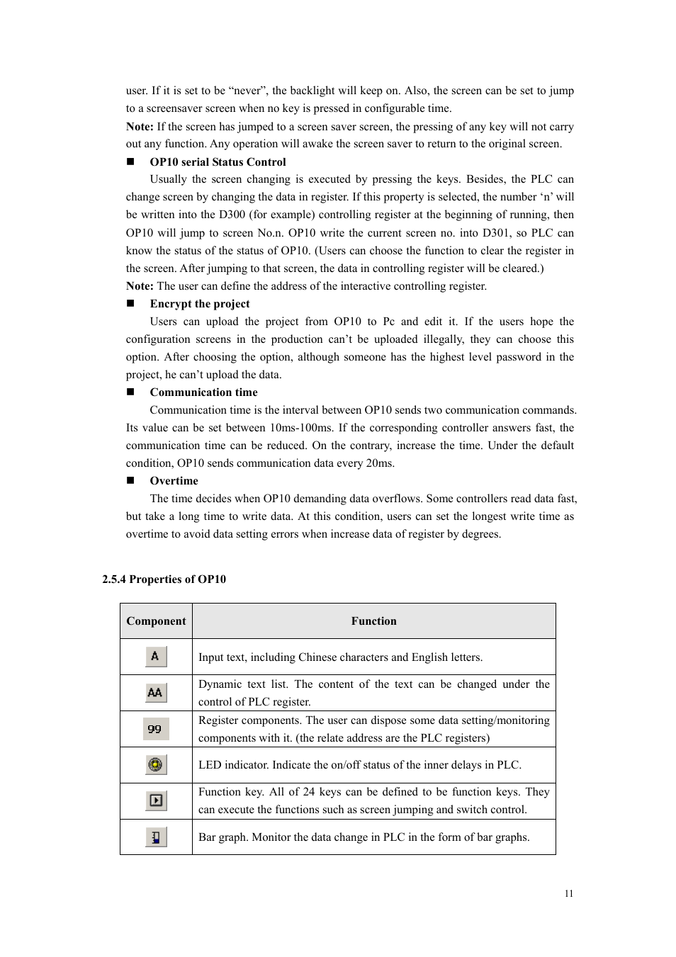 4 properties of op10 | B&B Electronics OP10 - Manual User Manual | Page 14 / 65