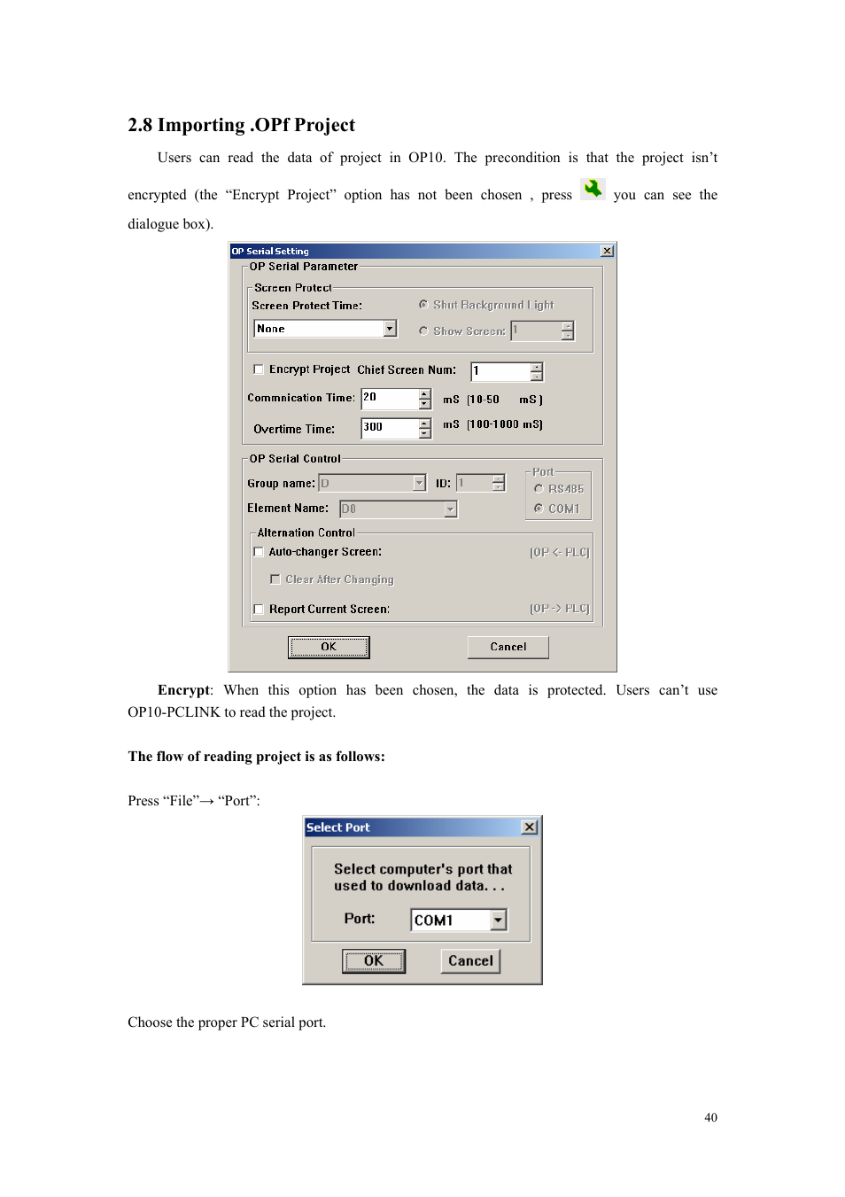 8 importing .opf project | B&B Electronics OP10 - Manual User Manual | Page 43 / 65