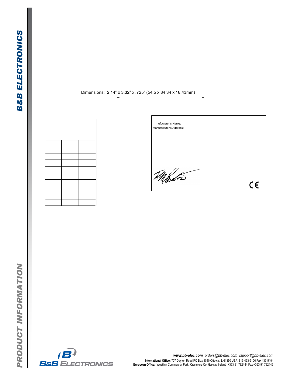 B&B Electronics 485TBLED - Datasheet User Manual | Page 2 / 3