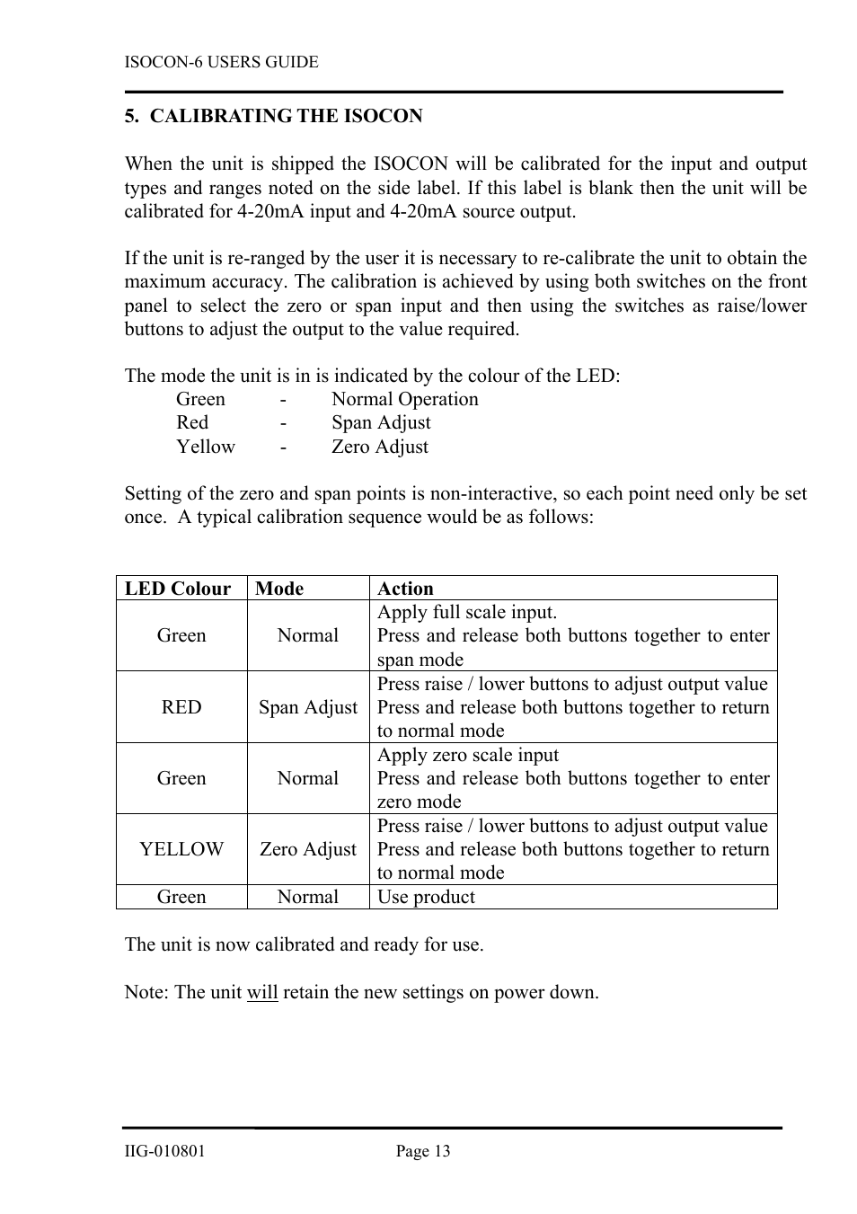 Calibrating the isocon | B&B Electronics ISOCON-6 - Manual User Manual | Page 13 / 16