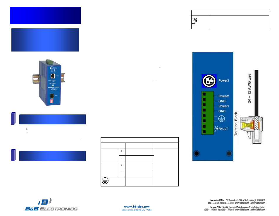 B&B Electronics EIR-G-SFP-T - Quick Start Guide User Manual | 2 pages
