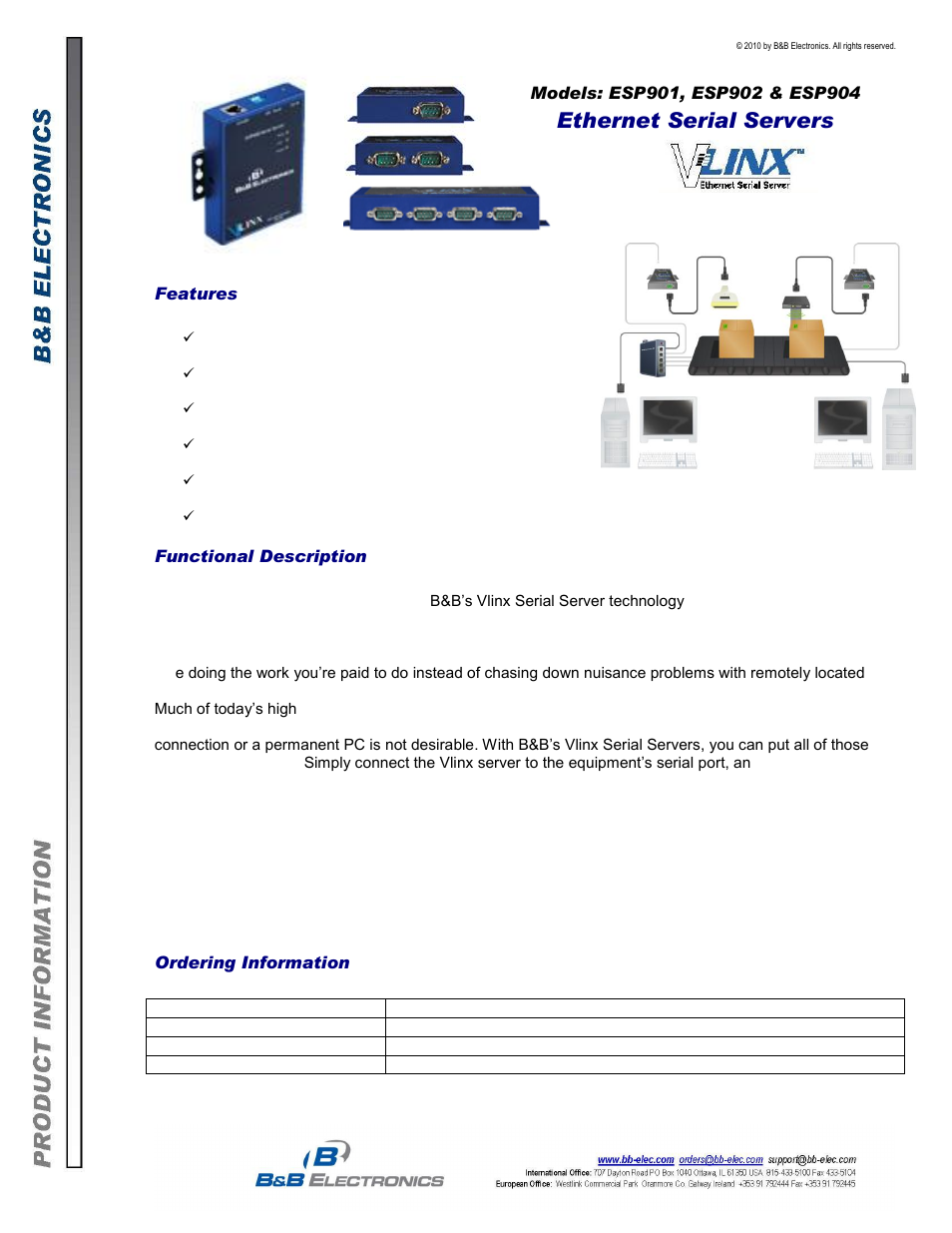 B&B Electronics ESP904 - Datasheet User Manual | 2 pages
