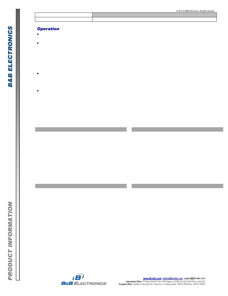 Operation | B&B Electronics ESP904 - Datasheet User Manual | Page 2 / 2