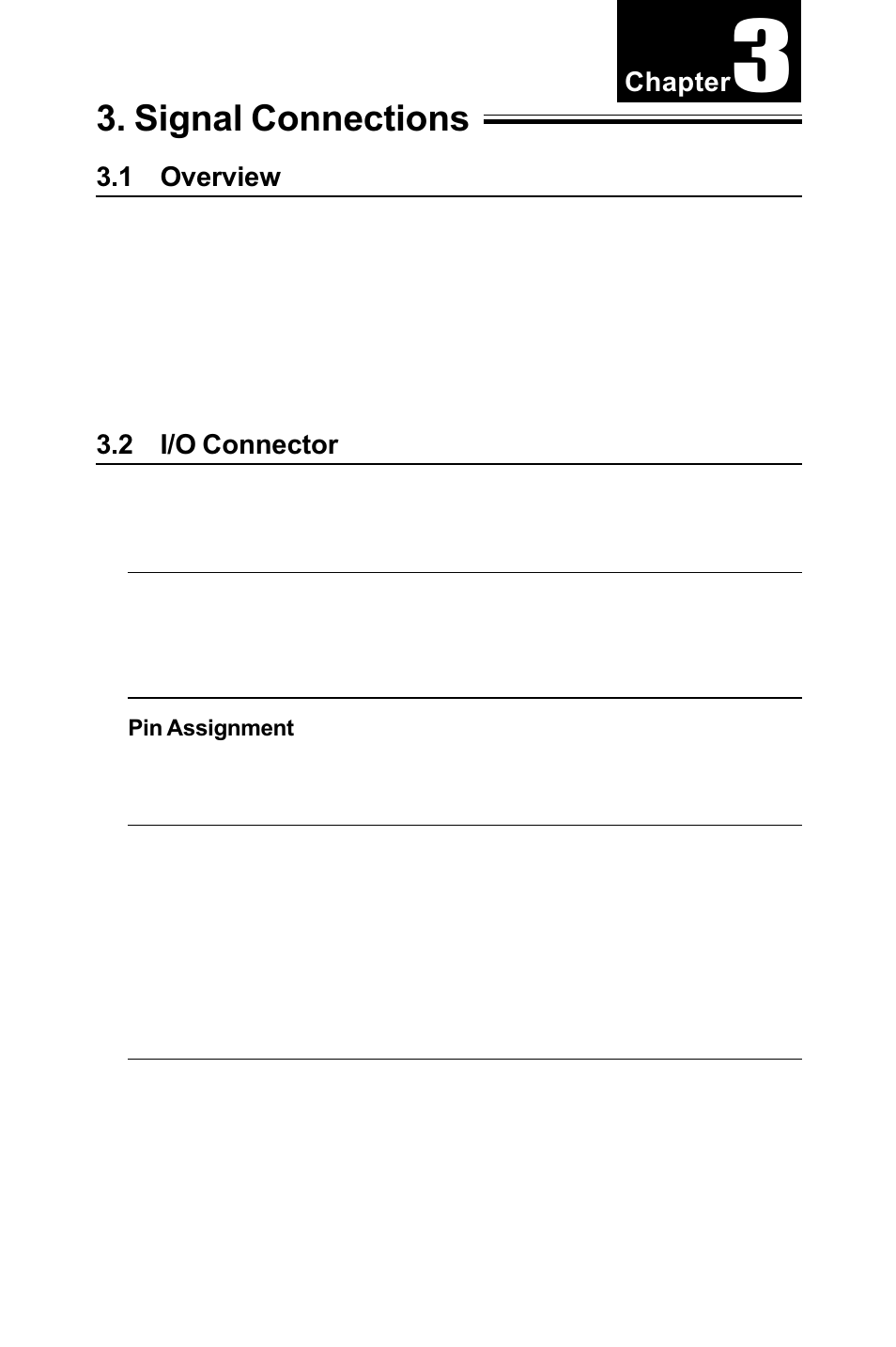 Signal connections, 1 overview, 2 i/o connector | Overview, I/o connector, Analog input connections, Figure 3-1, Table 3-1, I/o connector signal description | B&B Electronics PCI-1711 - Manual User Manual | Page 31 / 118