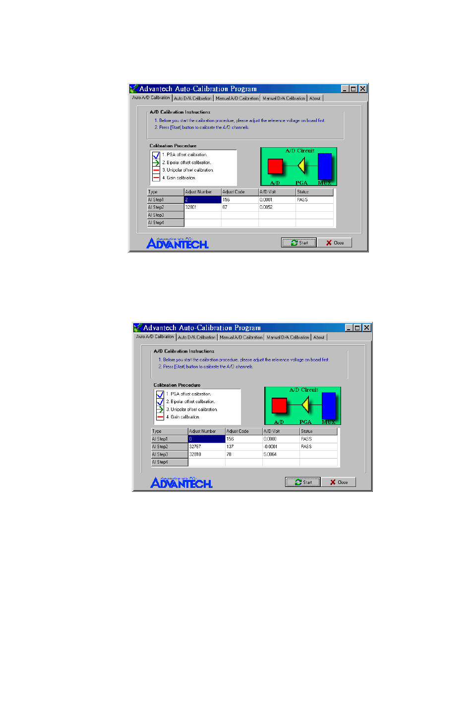 Figure 5-8: a/d calibration procedure 2, Figure 5-9: a/d calibration procedure 3, Figure 5-8 | A/d calibration procedure 2, Figure 5-9, A/d calibration procedure 3 | B&B Electronics PCI-1711 - Manual User Manual | Page 55 / 118