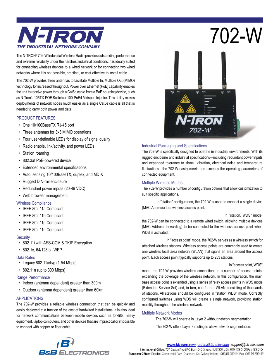 B&B Electronics 702-W-PM - Datasheet User Manual | 6 pages